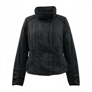 SOLD Sz Small Lightweight Moto Biker Jacket Black Asymmetrical Zip Pockets